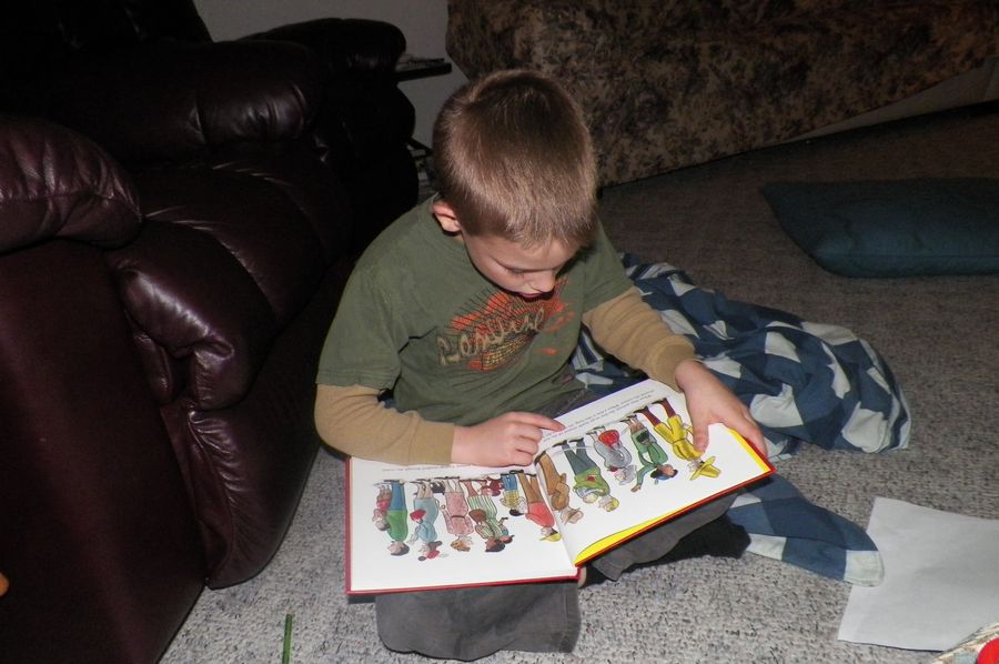 Zander with his reading. They are REALLY improving!