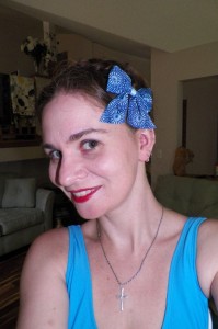 Red white and blue (note the blue and white bow)