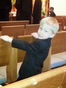 One of 2 ring bearers... Evan! ADORABLE