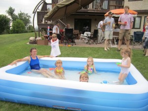 The girls loved that this pool was just like the one we had last year! (you can ALMOST see my American tank top)