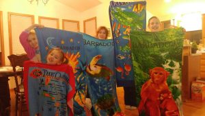Beach towels from their travels