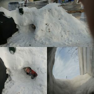 The only snow structure we managed to make!