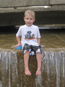 Gavin sitting in the Waterfall! 