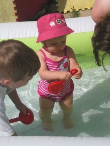 Trinity and Emanuel in the pool
