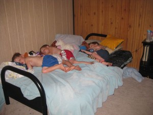 Sleeping in the Basement (Gavin in blue)