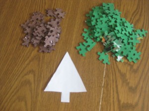 Painted Puzzle Pieces and Paper Shape