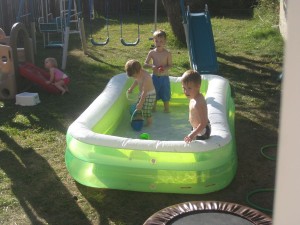 Pool Fun in the Hot Sun! (Zander in blue)