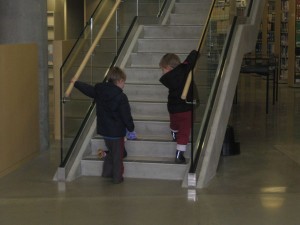 The Library Stairs (She is hiding behind Zander on the left)